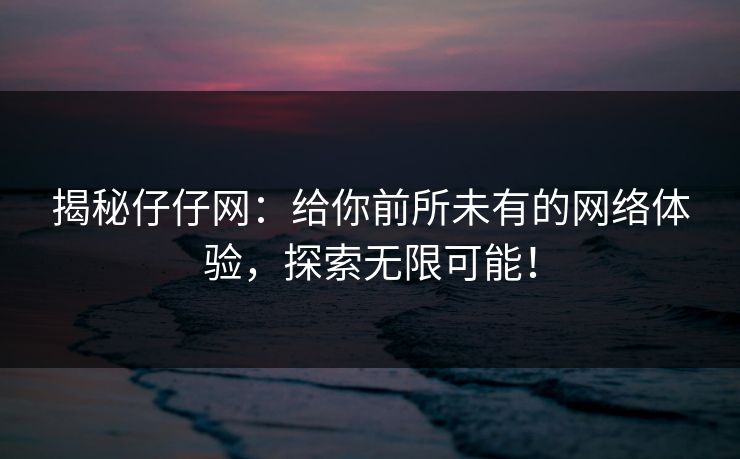 揭秘仔仔网：给你前所未有的网络体验，探索无限可能！
