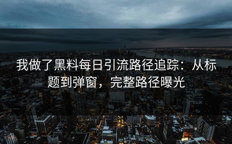 我做了黑料每日引流路径追踪：从标题到弹窗，完整路径曝光