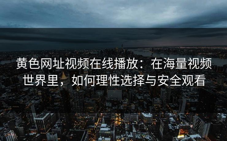 黄色网址视频在线播放：在海量视频世界里，如何理性选择与安全观看