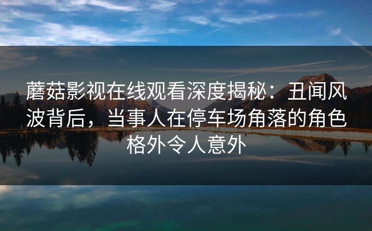 蘑菇影视在线观看深度揭秘：丑闻风波背后，当事人在停车场角落的角色格外令人意外
